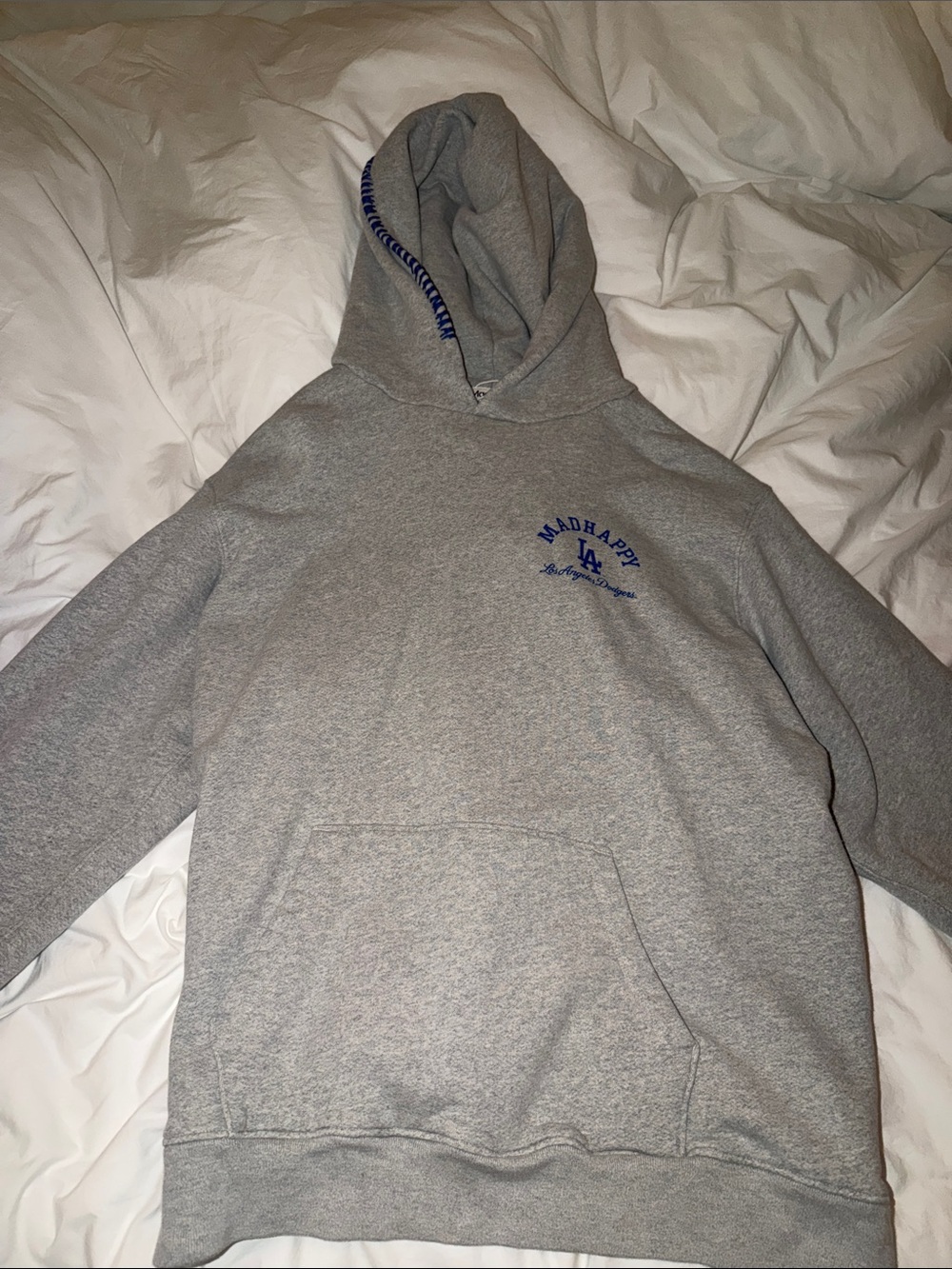 Madhappy Gray Hoodie with Blue LA Embroidery